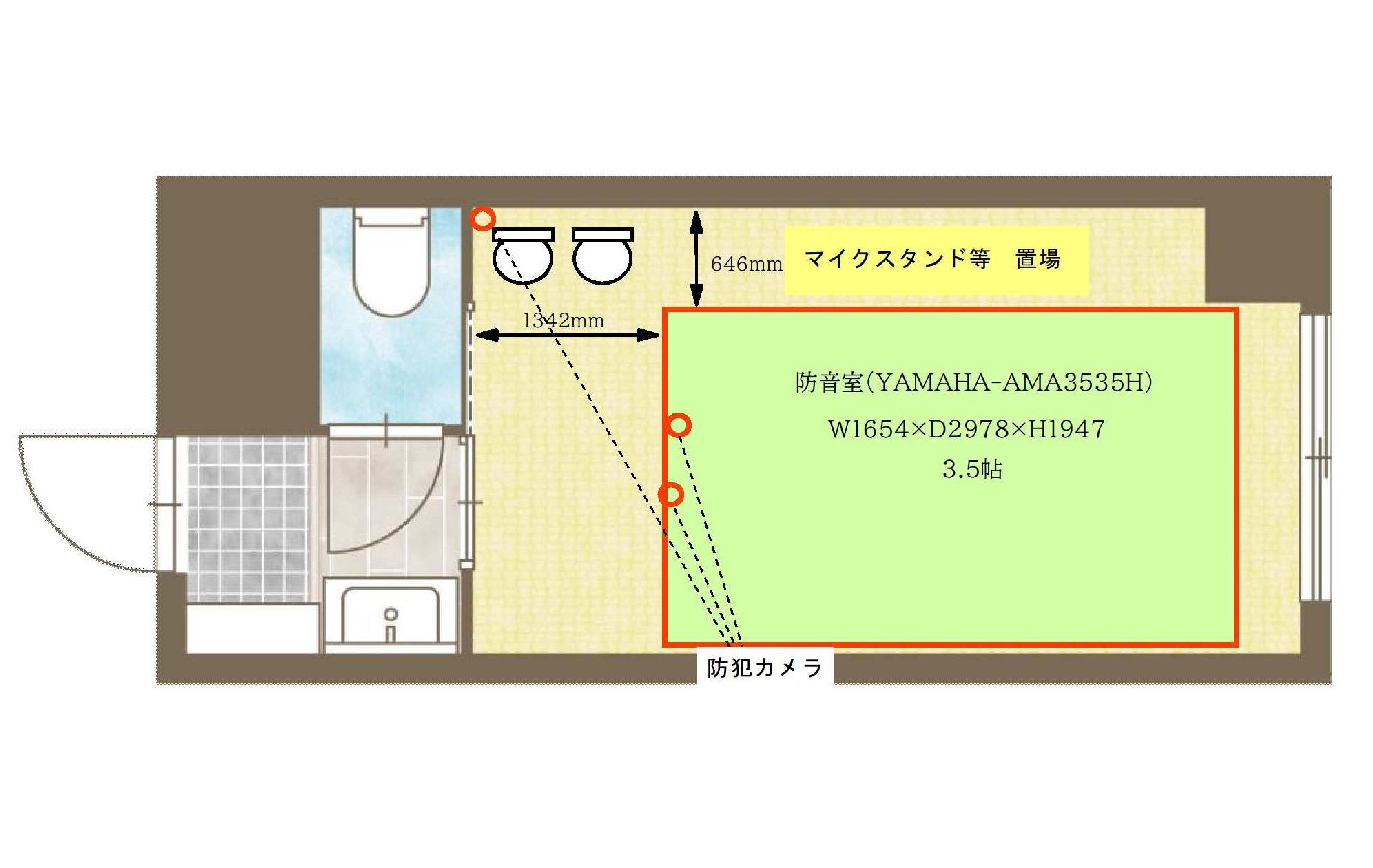 大山Bスタジオの間取図